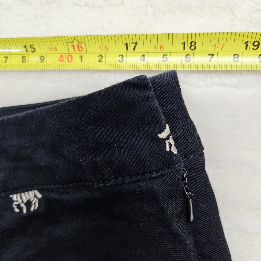 Coldwater Creek Zebra Embroidered Cropped Pants Size 16 Black Novelty Equestrian - Picture 3 of 12